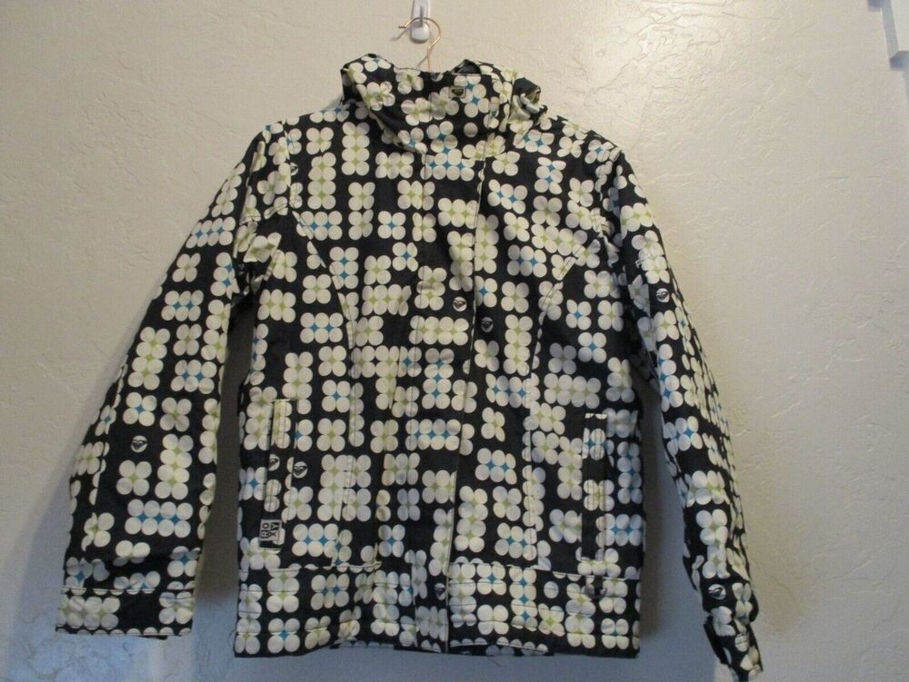 Roxy Girls Sz XL Snowboard Jacket Insulated Black White Polka Dot Ski Snow